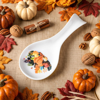 Pumpkin Spoon Rest Holder for Stove Top Fall Halloween Thanksgiving Ceramic Utensil Spoon Holder Decoration for Autumn Kitchen Accessories Christmas Housewarming Gift Funny Decoration for Coffee Bar