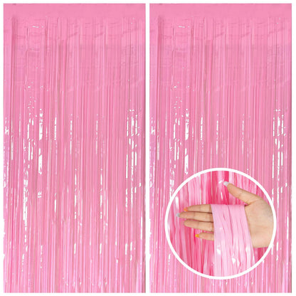 2 Pack Pink Backdrop Party Decorations Tinsel Curtain Party Backdrop Foil Fringe Birthday Decorations Photo Booth Streamer Backdrop Pink Theme Bachelorette Graduation Decor