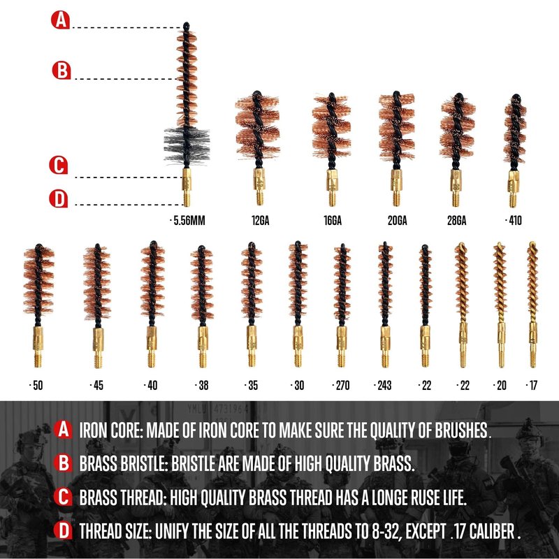 GLORYFIRE Gun Cleaning Kit Rifle Handgun Shotgun Pistol Cleaning Kit for All Guns with High-end Brass Brushes, Mops, Jags, Reinforced, Lengthened Rods and Gun Cleaning Snake&Ropes