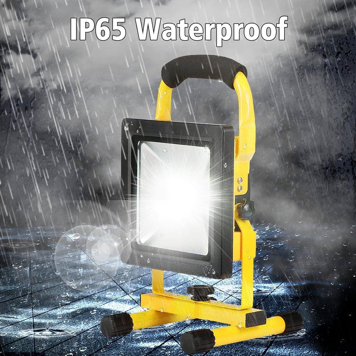 20W LED Rechargeable Work Light Super Bright 3000LM Portable Battery Floodlight Outdoor Battery Security Job Light IP65 Waterproof for Garage Garden Fishing Camping Car Repair BBQ