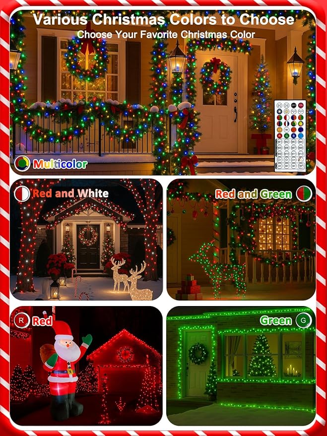 500LED Smart Color Changing Halloween Lights App Controlled, 175FT Waterproof RGB Music Sync Xmas String Light Multiple Modes, Christmas Lights with Remote & Timer Indoor Outdoor Halloween Decorations