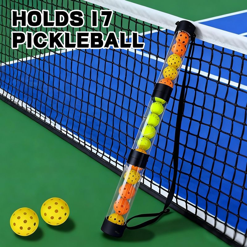 LOLYSIC Pickleball Ball Retriever 17 Ball Pickleball Tube Ball Pickup Tennis Ball Tube with Shoulder Strap, Easy Pickup Portable Pickleballs Balls Holder