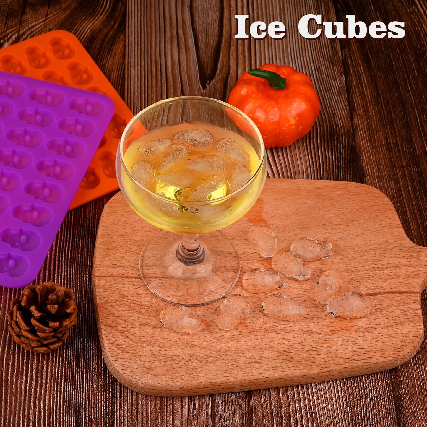 HUAKENER Gummy Skull Molds - 2 Pack Skull Candy Molds with 2 Droppers, Silicone Molds for Chocolate, Candy, Jelly, Dog Treats, Ice Cube, Resin Casting