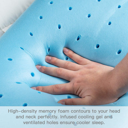 BedStory Memory Foam Pillow, Neck Pillows for Sleeping, Cervical Bed Pillow for Neck Support - Side Back Stomach Sleepers, Removable Washable Cover & Ventilated Design (60X40X13CM)