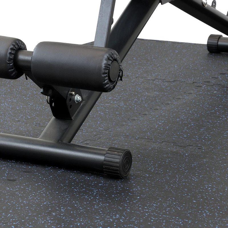 Xspec Interlocking Rubber EVA Foam Exercise Mat - Durable Gym Flooring Tiles | 48 sq ft (12 Tiles) | Black/Blue