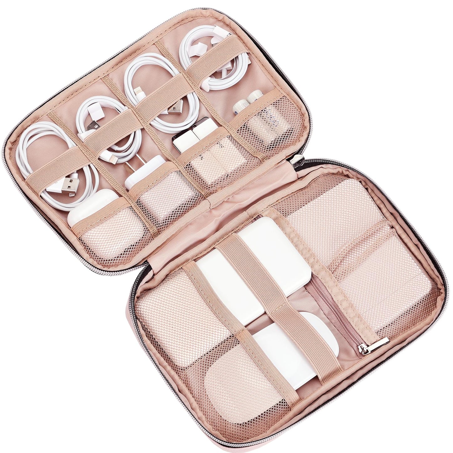 BELALIFE Portable Travel Cable Organizer Bag, Tech Storage Bag for Cord, Charger, Phone, Earphone, Hard Drive, USB, SD Card and Electronic Accessories, Pink