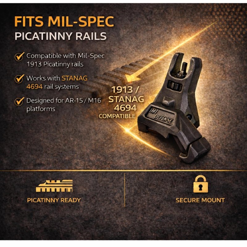 45 Degree Offset Flip Up Iron Sights – IMI Defense Low Profile Canted Flip Sights, Fast Target Transition, Dual Aperture, Secure Locking, Picatinny Compatible (Black)