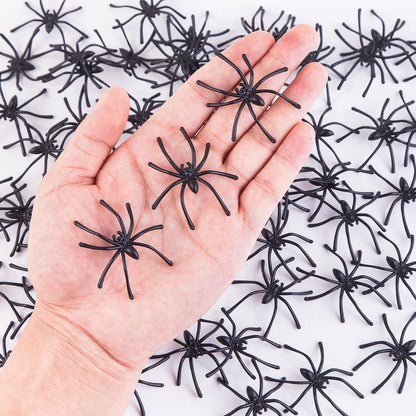 JIALWEN 120 Pieces Halloween Realistic Plastic Spiders Black Small Spider Toys Fake Spiders Prank Props for Halloween Home and Party Decorations