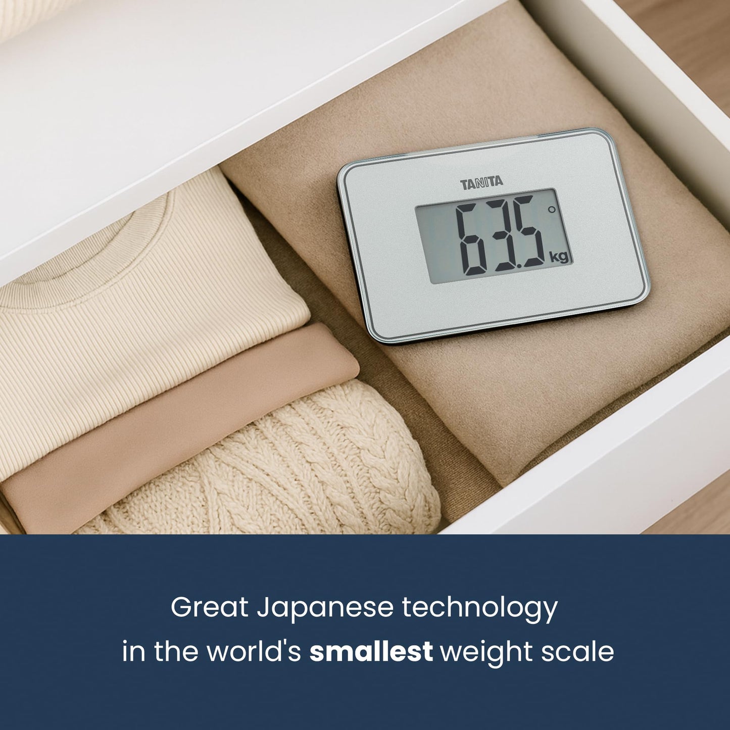 TANITA HD-386 World's Smallest Digital Bathroom Scale Easy To Travel Pearl White