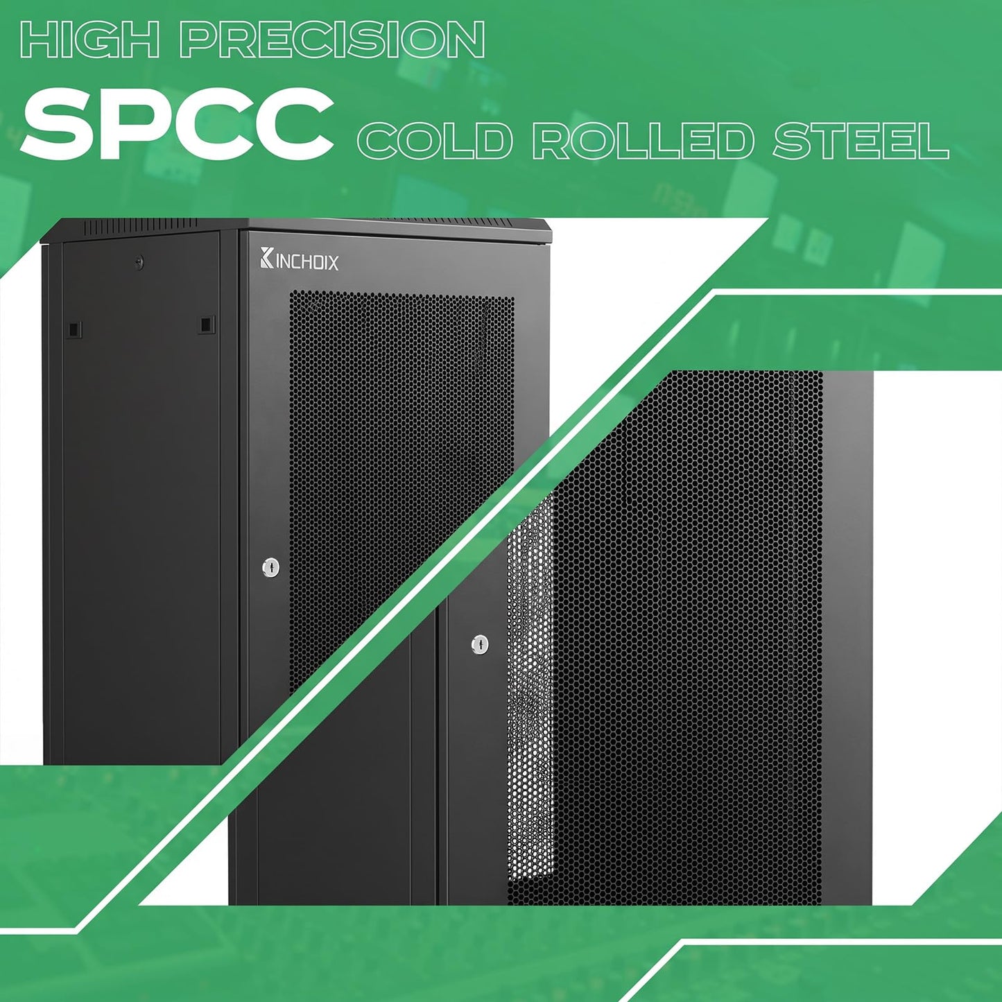 15U Server Cabinet Network Rack Enclosure Cabinet Enclosure for Computer Data Networking Electronic Equipment, Removable Side Panels, Lockable Door, 30in Depth for 19” IT Equipment, A/V Devices