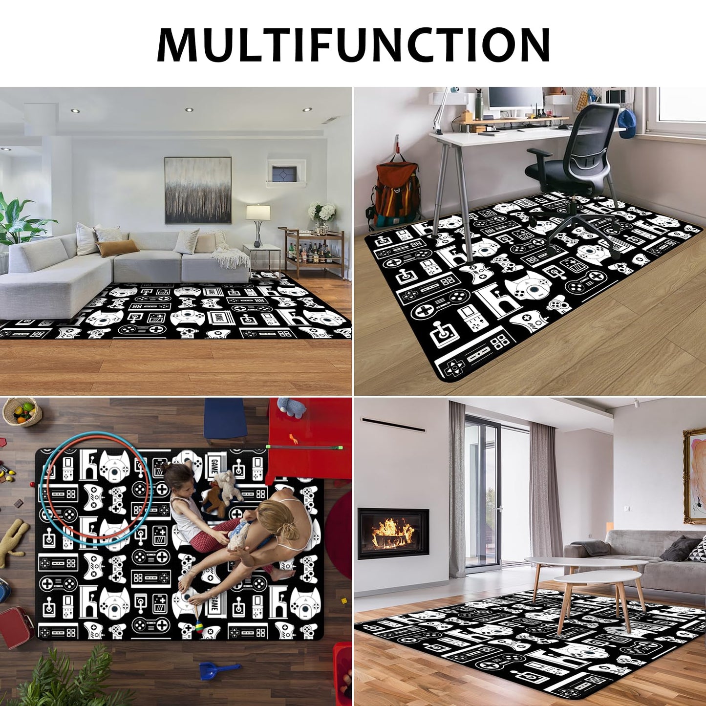 Lacut Game Rug Teen Boys Carpet with Game Controller Decoration, Video Gaming Rugs for Boy’s Bedroom Living Room Playroom, Non-Slip Gamer Carpet Children Gaming Area Rugs (Game 2, 79" x 59")