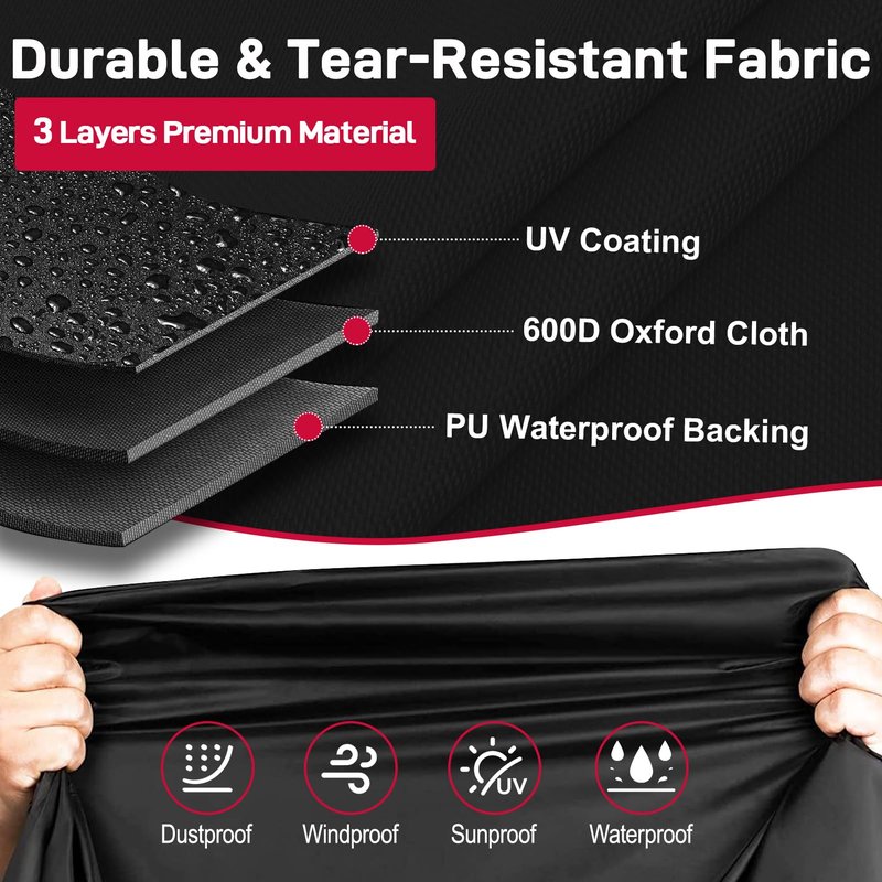 Mionovity Bass Boat Cover 16-18.5ft, 600D Heavy Duty Waterproof Boat Cover 16 17 18.5 Foot (16'-18.5' with Motor Cover), Fits V-Hull, Fishing, Runabout Bowrider Boat
