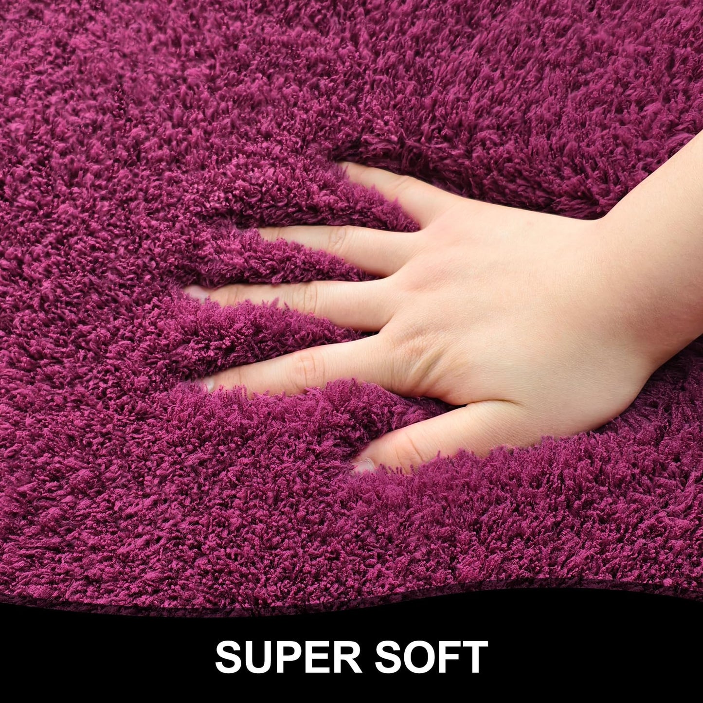 ATRUG Bathroom Rugs 24"x17", Burgundy Extra Soft Absorbent Bath Mat, Rubber Backing Quick Dry, Machine Washable Microfiber Bath Rugs for Bathroom Floor, Shower, Bedroom, Tub