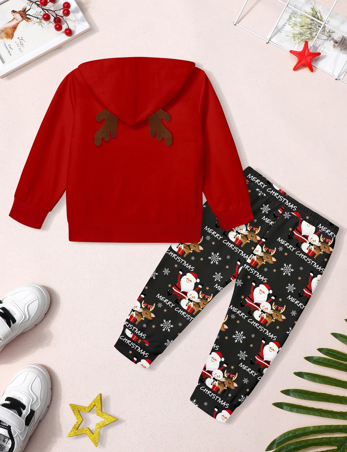 BAVADER Toddler Boy Christmas Outfit 3t 2t Christmas Outfit Boy Long Sleeve Santa Hoodie Pant Sets Toddler Boys Christmas Outfits