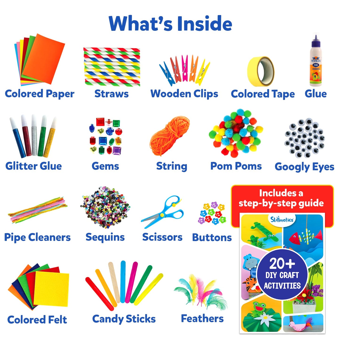 Skillmatics Ultimate Art & Craft Kit for Kids - 2000+ Pieces, DIY Craft Supplies with Step-by-Step Guide, Creative Activity Set & Gifts for Girls & Boys Ages 6, 7, 8, 9, 10, 11, 12, 13
