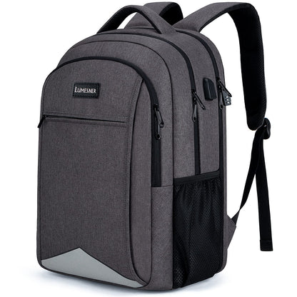 Lumesner Business Laptop Backpack with USB Charging Port; 17.3 Inch Anti Theft Travel Backpack for Men/Women; Water Resistant Computer Rucksack for School/Work/Travel