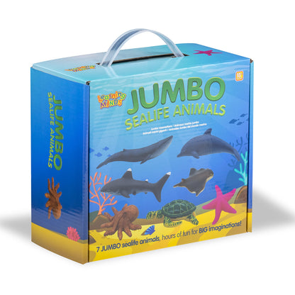 Learning Minds Jumbo Sea Animal Figures - Set of 7 Educational Fish Toys For Children - Shark, Whale, Dolphin Toys For Kids - Toy Fish & Sea Creatures For Children - Suitable From Age 18 Months
