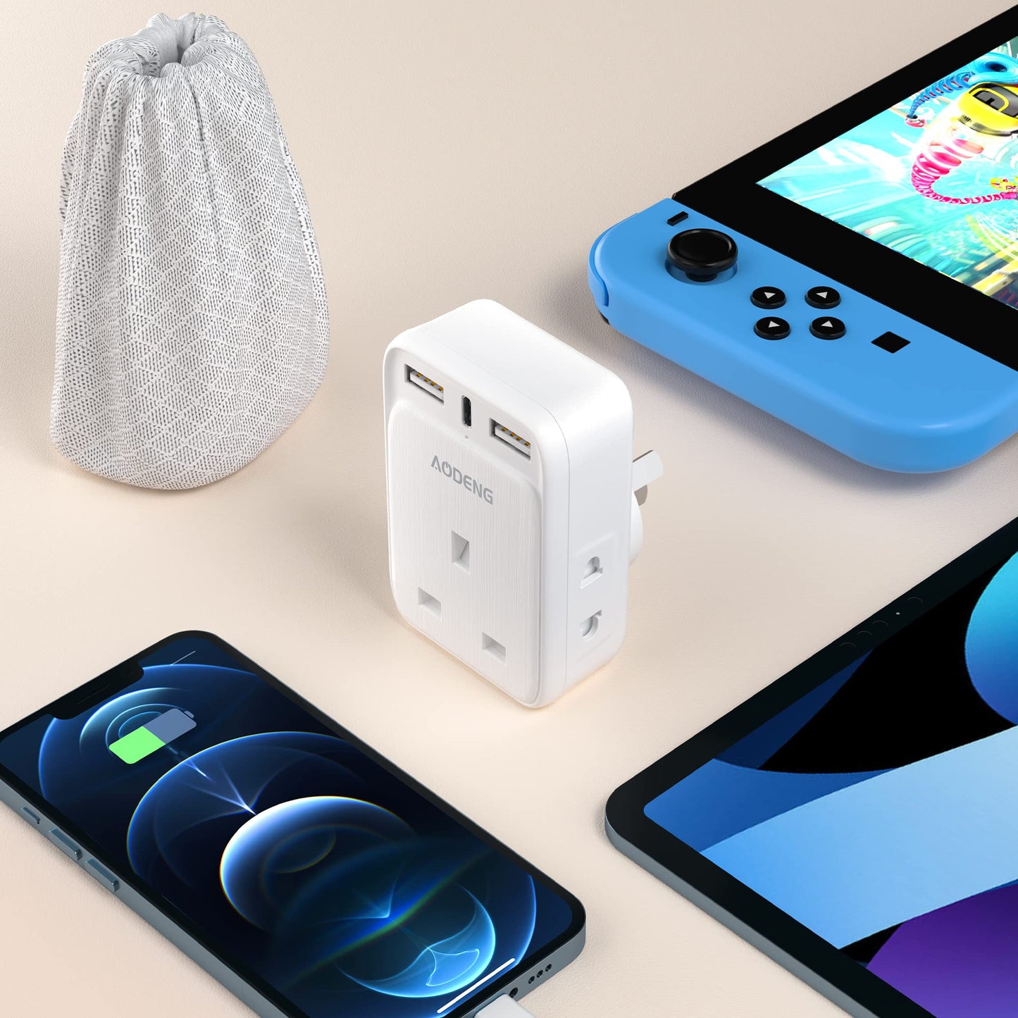 UK to Australia Plug Adapter 2 Pack 6 IN 1 Australian Travel Adapter with 2 USB Ports & 1 USB-C Fast Charger(5V/3.4A) and 2 Shaver Plug Adaptor UK to Australian New Zealand Fiji Argentina etc (Type I)