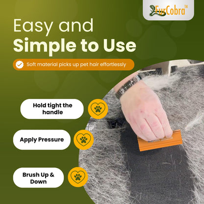 FURCOBRA Pro Pet Hair Remover for Car 4.33" - Lightweight, Compact Cat Dog Fur Remover, Scraper, Cleaner for Bed, Couch, Carpet, Home Surfaces - Portable, Easy to Use Pet Hair Removal Tool