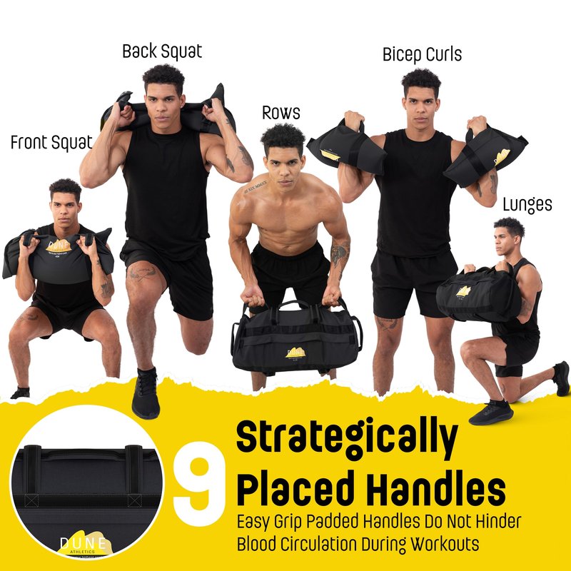 Sandbags for Working Out (Unfilled) - Enhance Your Fitness with Our Workout Sandbag, Versatile & Durable Sand Bags for Weight Training | 15-75 lbs Sand Bag for Exercise – Dark Gray - Guide Included