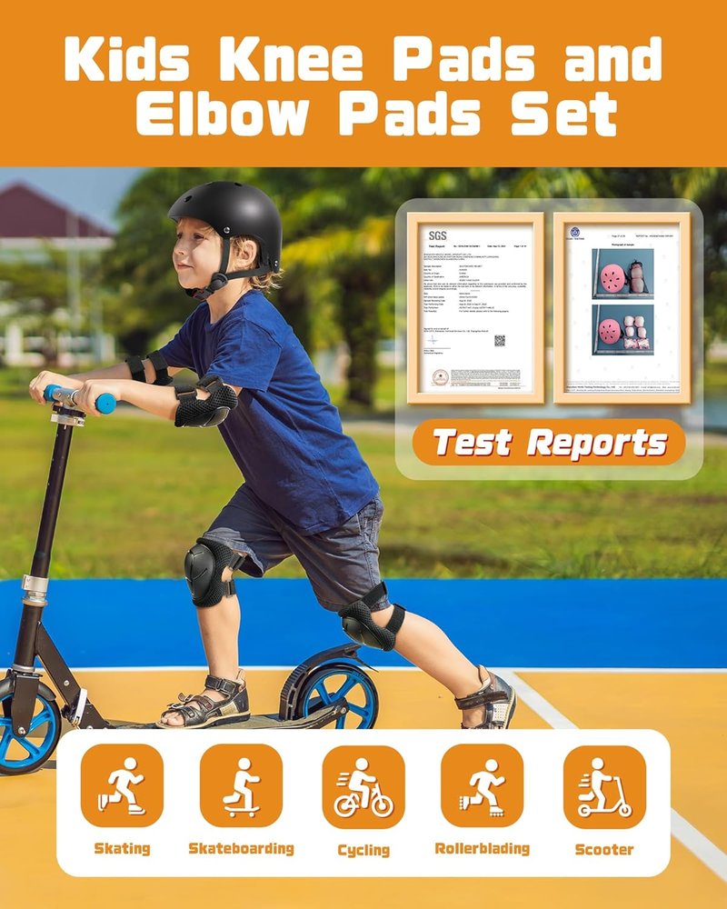 Kids Protective Gear Set - Knee & Elbow Pads with Wrist Guards for Ages 3-8 | Durable 3-in-1 Skating & Cycling Protection, Includes Organizer Bag
