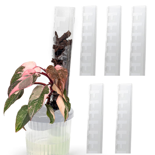 THICCLY V3 GrowPole Medium 5 Pcs - Front Opening Plastic Moss Poles for Climbing Plants, D-Shaped Moss Pole for Monstera Plant Support Plant Climbing Pole, Plastic Plant Pole Support for Philodendron