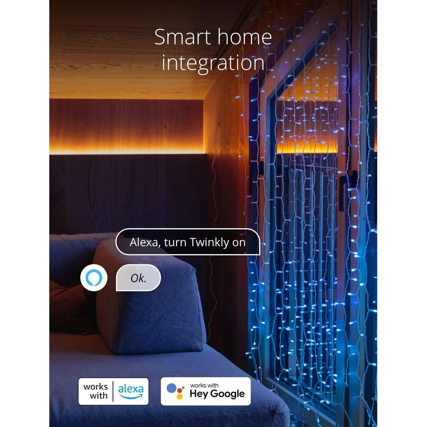 Twinkly Christmas Curtain Lights 210 RGB+W LEDs - App-Controlled, Sync with Music, Indoor & Outdoor Use, Compatible with Google Assistant, Amazon Alexa, Apple HomeKit, Bluetooth & WiFi Connectivity