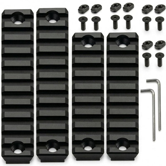 Gotical 9 Slots and 11 Slots Rail Section for M Lok Handguard Eleven Slots Rail Picatinny Rail (2 Pieces 9 Slot, 2 Pieces 11 Slot)