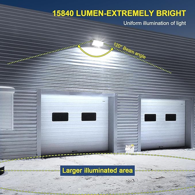 ledmo 120W LED Wall Pack Light, 15840LM Super Bright Commercial Outdoor Floodlight, 5000K IP65 Waterproof Wallpack Business Security Lighting for Yard Barn Building 4 Pack