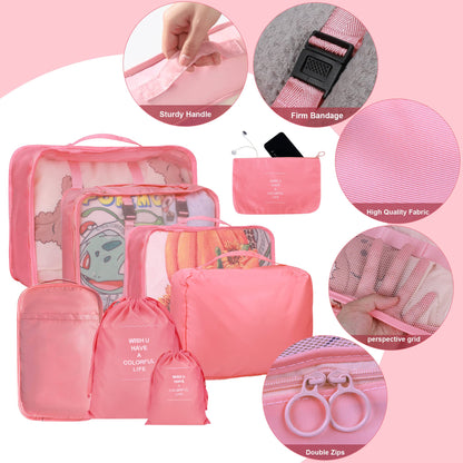 8 Set Packing Cubes for Suitcases, kingdalux Travel Luggage Packing Organizers with Laundry Bag, Compression Storage Shoe Bag, Clothing Underwear Bags, for Women & Man