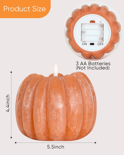 Homemory Flickering Flameless Wax Pumpkin LED Candle with Remote, Timer, Dimmer, Battery Operated Candle for Thanksgiving Gifts -Halloween, Fall Harvest Decor for Tiered Tray Table Indoor