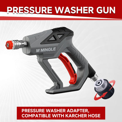 M MINGLE High Pressure Washer Gun with Snow Foam Lance, Compatible with Karcher K2, K3, K4, K5, K6, K7 Hose, 4000 PSI Cannon Foam Blaster Power Washer with 1/4" Quick Connector, 5 Spray Nozzle Tips