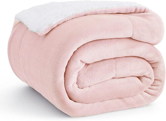 Bedsure GentleSoft Sherpa Fleece Throw Blanket for Couch - Thick and Warm Throw for Girls, Soft Fuzzy Plush Blanket for Winter, Pink, 50x60 Inches