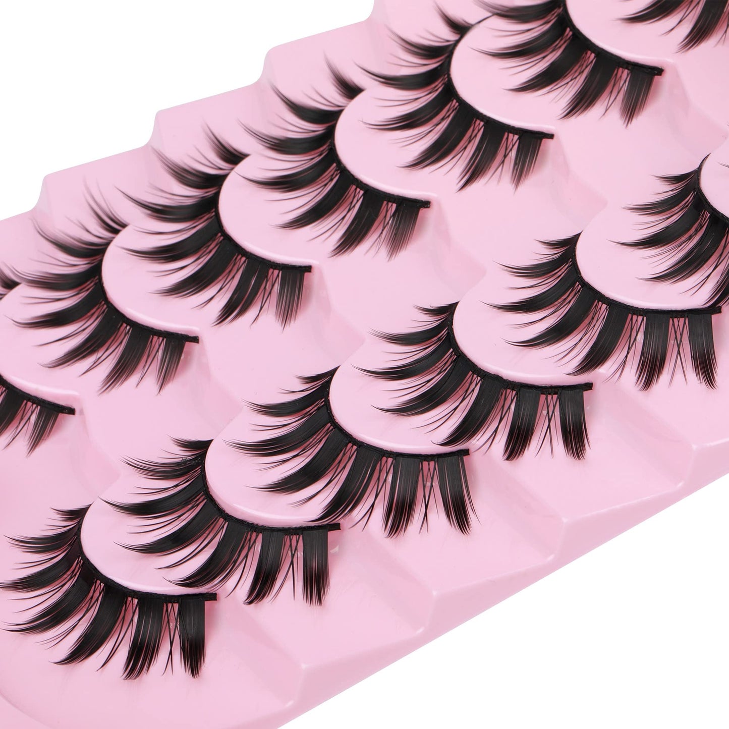 False Eyelashes Manga Anime Lashes Japanese Cosplay Spiky Lashes Mink Dramatic Thick Fake Eyelashes Extensions Doll Strip Lashes 7 Pairs Pack by EYDEVRO