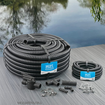 Pisces 50mm (2 inch) Black Pond Corrugated Flexible Hose Pipe - 5m Roll