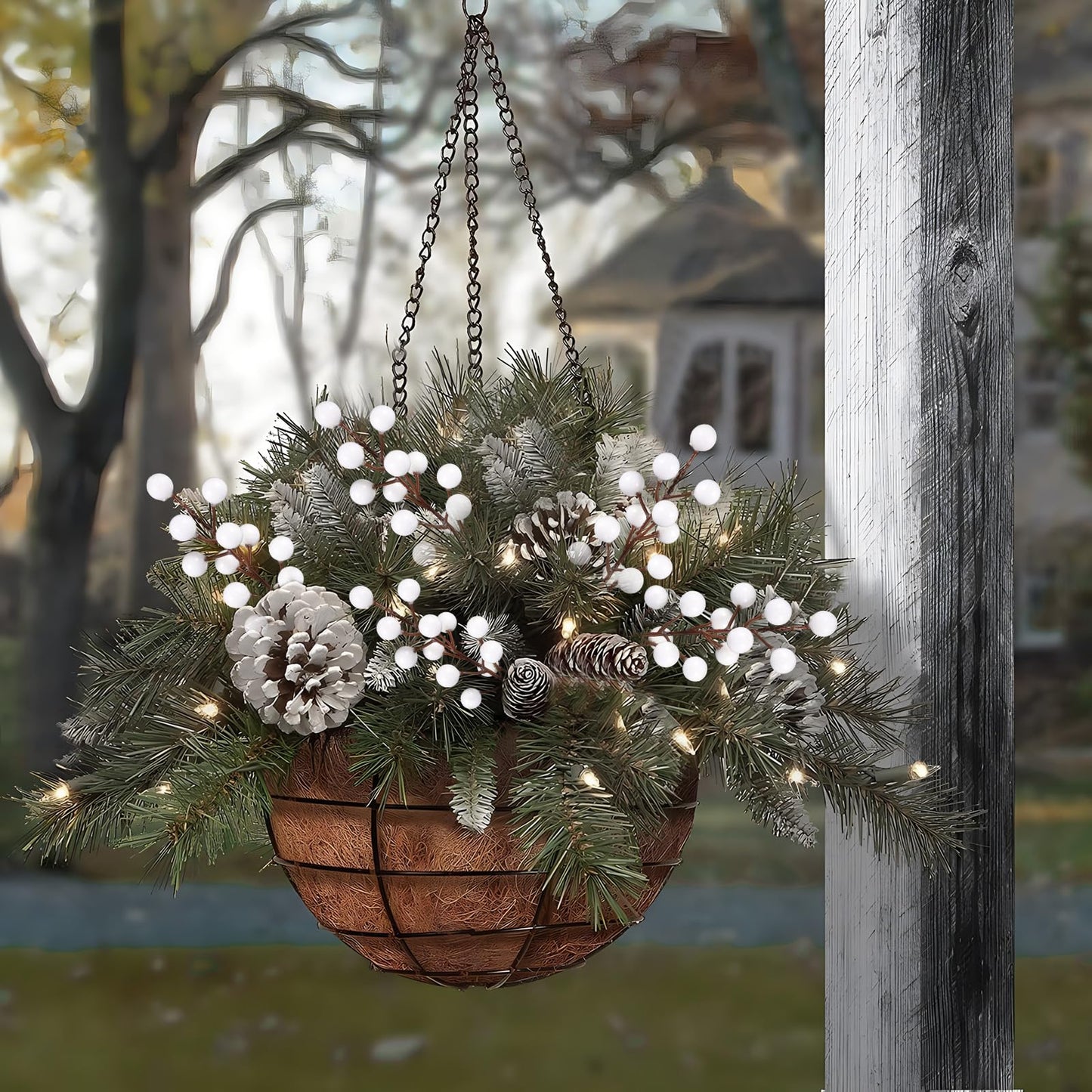 Rowfad 40 Pcs Artificial Berry Stems Branches, Christmas White Faux Holly Berries Picks Ornaments for Christmas Tree Wreath DIY Craft Decorations Holiday Home Decor (40, White)