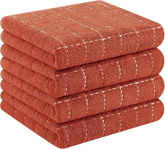 Homaxy 100% Cotton Terry Kitchen Towels, Checkered Designed, Soft and Super