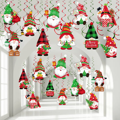 30 Pieces Christmas Hanging Swirls Decorations Gnomes Hanging Swirl, Xmas Holiday Birthday Party Decoration for Christmas Home Party Outdoor Indoor Decor Holiday Presents Baby Shower Supplies
