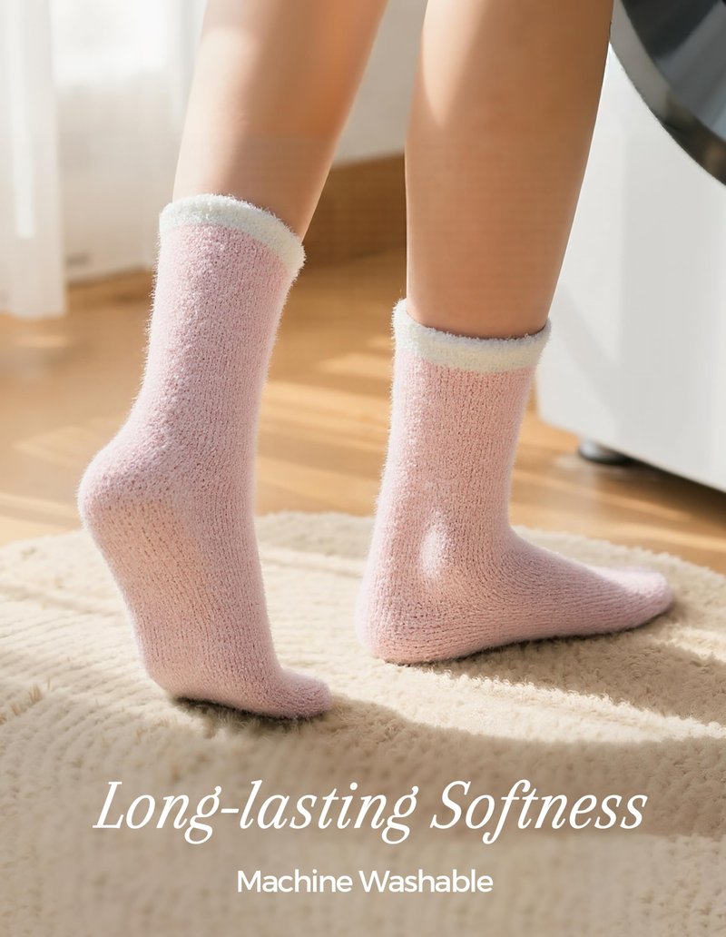 TEHOOK Fuzzy Socks for Women, 6 Pairs Warm Soft Fluffy Thick Cozy Plush Winter Socks for Gifts & Stocking Stuffers
