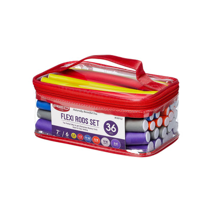 Red by Kiss 36PCS Flexi Rods, Flexible Curling Rods, Twist Foam Hair Rollers, No Heat Hair Curlers 7" Sets