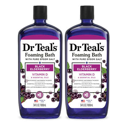 Dr Teal's Foaming Bath with Pure Epsom Salt, Relax & Relief with Eucalyptus & Spearmint, 34 fl oz (Pack of 2)