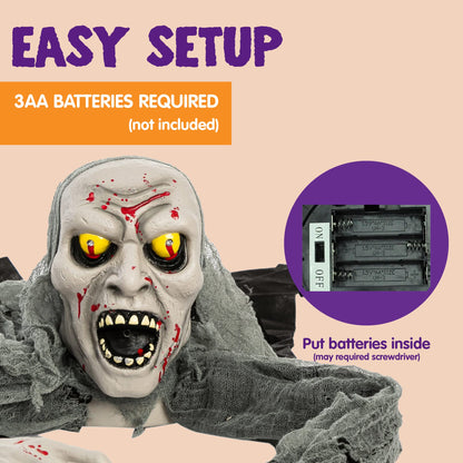 JOYIN Halloween Decorations Outdoor Light-Up Zombie Groundbreaker with bloodstain and Creepy Sound for Halloween Outside Decor, Lawn, Yard, Patio, Graveyard Decoration, Haunted House Prop