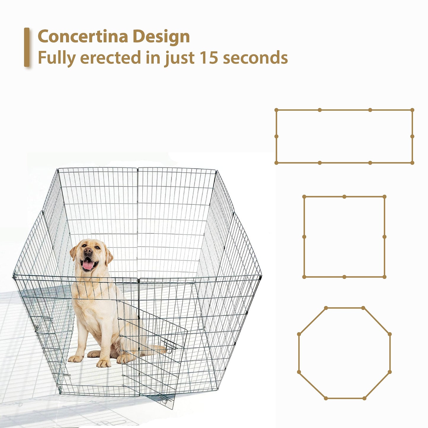 Ellie-Bo Easy-Up 8 Piece Foldable Portable Dog Puppy Play Pen with Door for Indoor/Outdoor Use 91cm High, Rabbit, Cat, Guinea Pigs