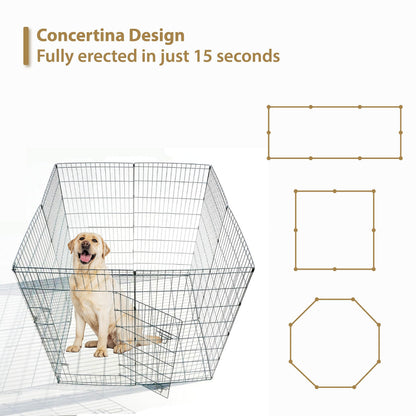 Ellie-Bo Easy-Up 8 Piece Foldable Portable Dog Puppy Play Pen with Door for Indoor/Outdoor Use 91cm High, Rabbit, Cat, Guinea Pigs