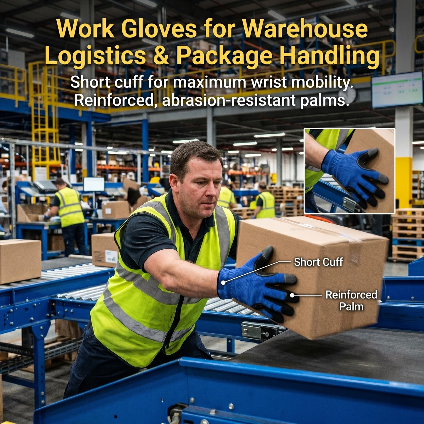 NL HOME 3-Finger Touchscreen Mechanic Work Gloves, Durable Palm