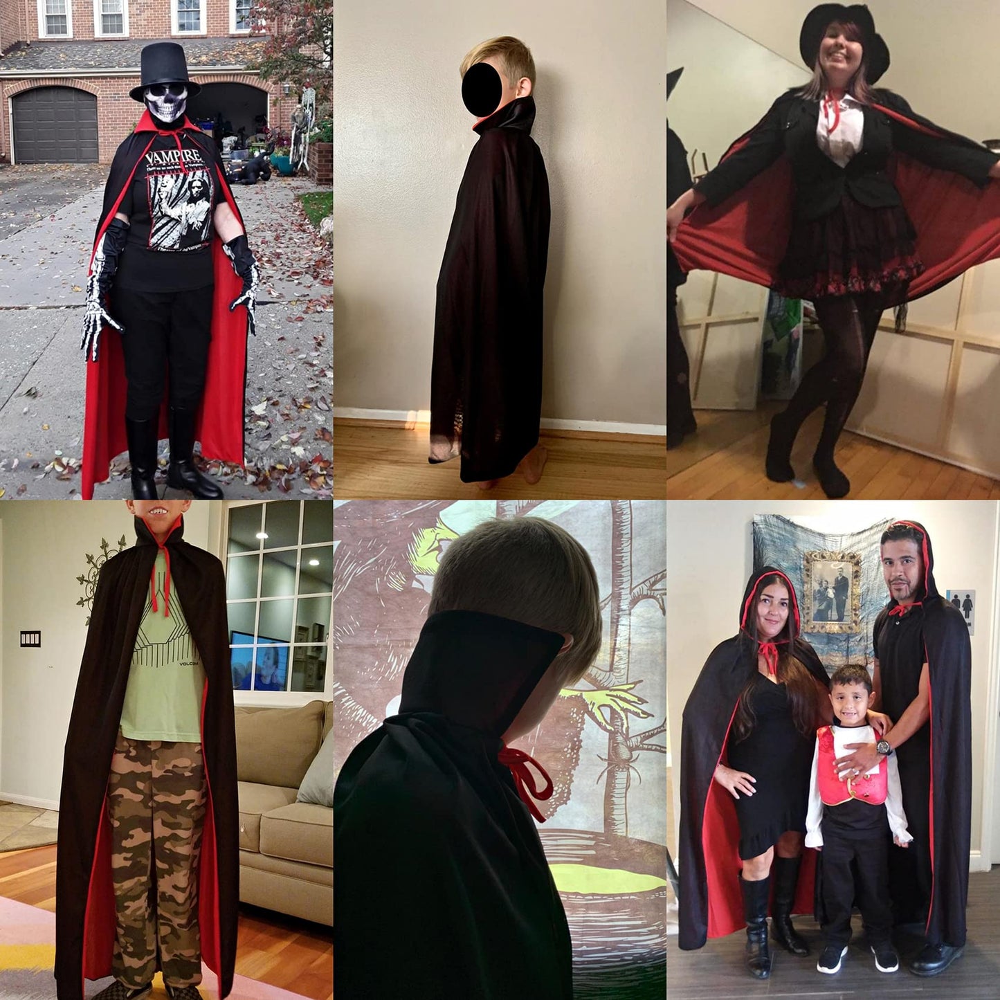 Regenboog Black and Red Cape Adult,Stand Collar Reversible Cape Men,Halloween Christmas Costume,Masquerade,Dress up,Wizard,Witch,Vampires Cloak,59inch