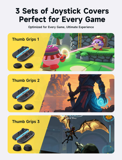 JSAUX Thumb Grips for Nintendo Switch 2 (2025), Switch Thumb Grip Caps, Ergonomic Design, Enhanced Gaming Grip, Comfortable & Durable, Joycon Grip Button Stick Cover - Black, 3Pairs(6pcs)