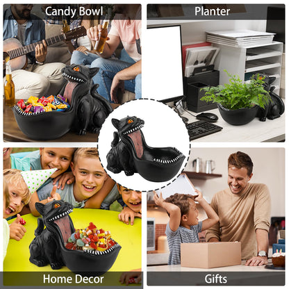 Cat Candy Bowl Gothic Decor Black Cat Statue Decorative Bowl Large Candy Dish for Office Desk Cute Key Bowl for Entryway Table Big Mouth Cat Gifts