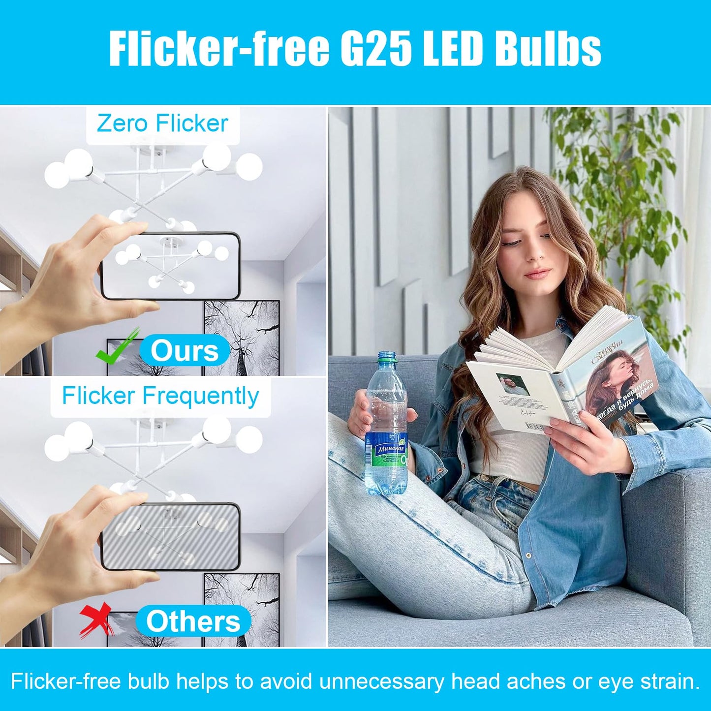 hansang 8 Pack G25 LED Vanity Light Bulbs, 6000K Cool Daylight, Globe Light Bulb 60W Incandescent Equivalent, 5W Round Light Bulb for Bathroom, E26 Standard Base, 500LM, CRI 85+, Non-Dimmable