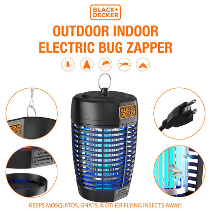 BLACK+DECKER Bug Zapper- Mosquito Repellent Outdoor & Fly Traps for Indoors- Mosquito Killer & Fly Zapper - Gnat & Moth Traps for Home, Deck, Garden, Patio & More